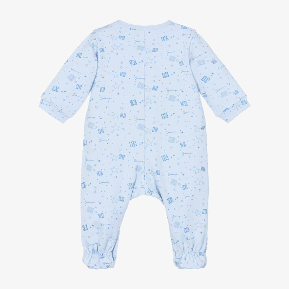 Givenchy-Boys Blue Stars & Logos Cotton Babygrow | Childrensalon