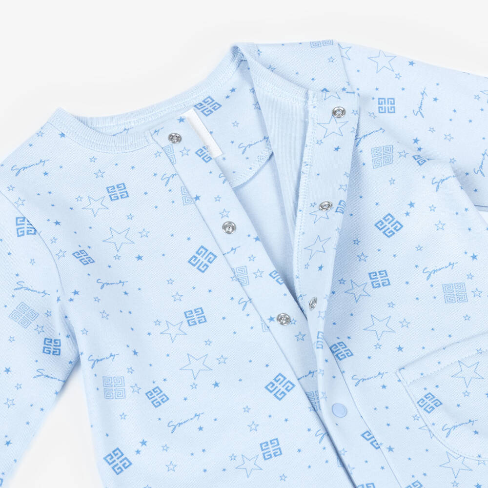 Givenchy-Boys Blue Stars & Logos Cotton Babygrow | Childrensalon