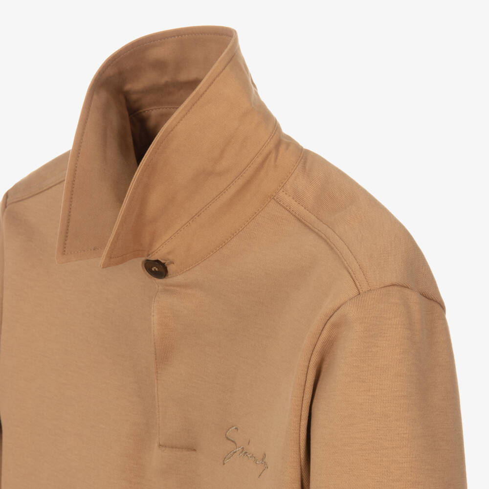 Givenchy-Boys Camel Brown Cotton Jersey Polo Top | Childrensalon