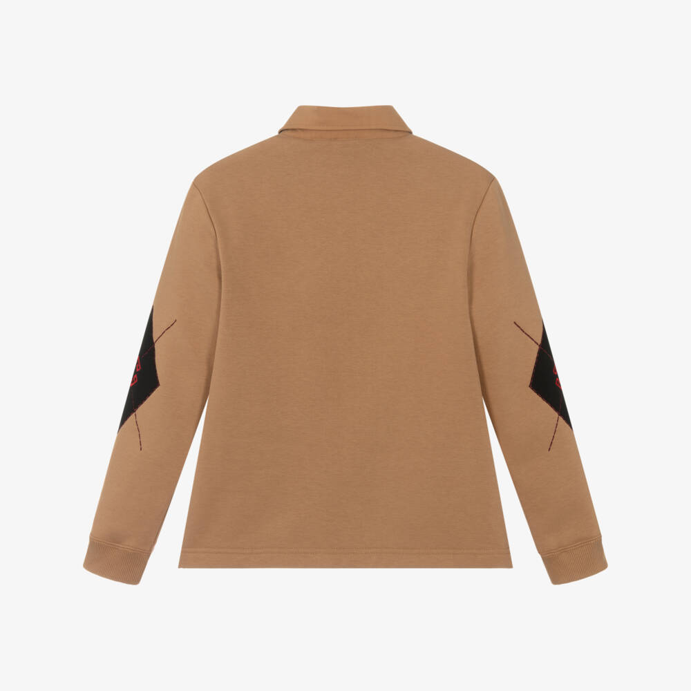 Givenchy-Boys Camel Brown Cotton Jersey Polo Top | Childrensalon