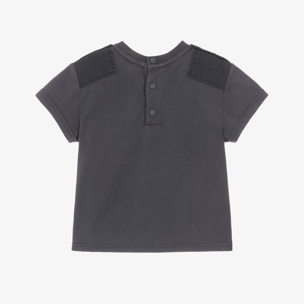 Givenchy-Футболка серая из хлопка с плечевыми вставками для мальчиков | Childrensalon