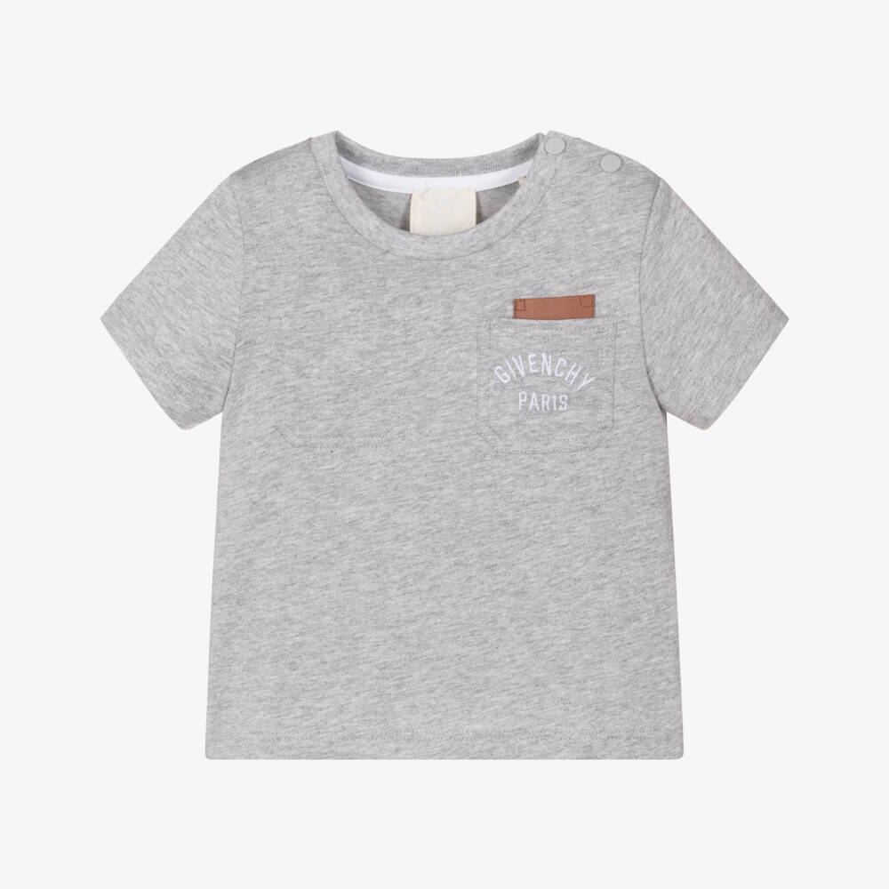 Givenchy-Boys Grey Marl Cotton Pocket T-Shirt | Childrensalon