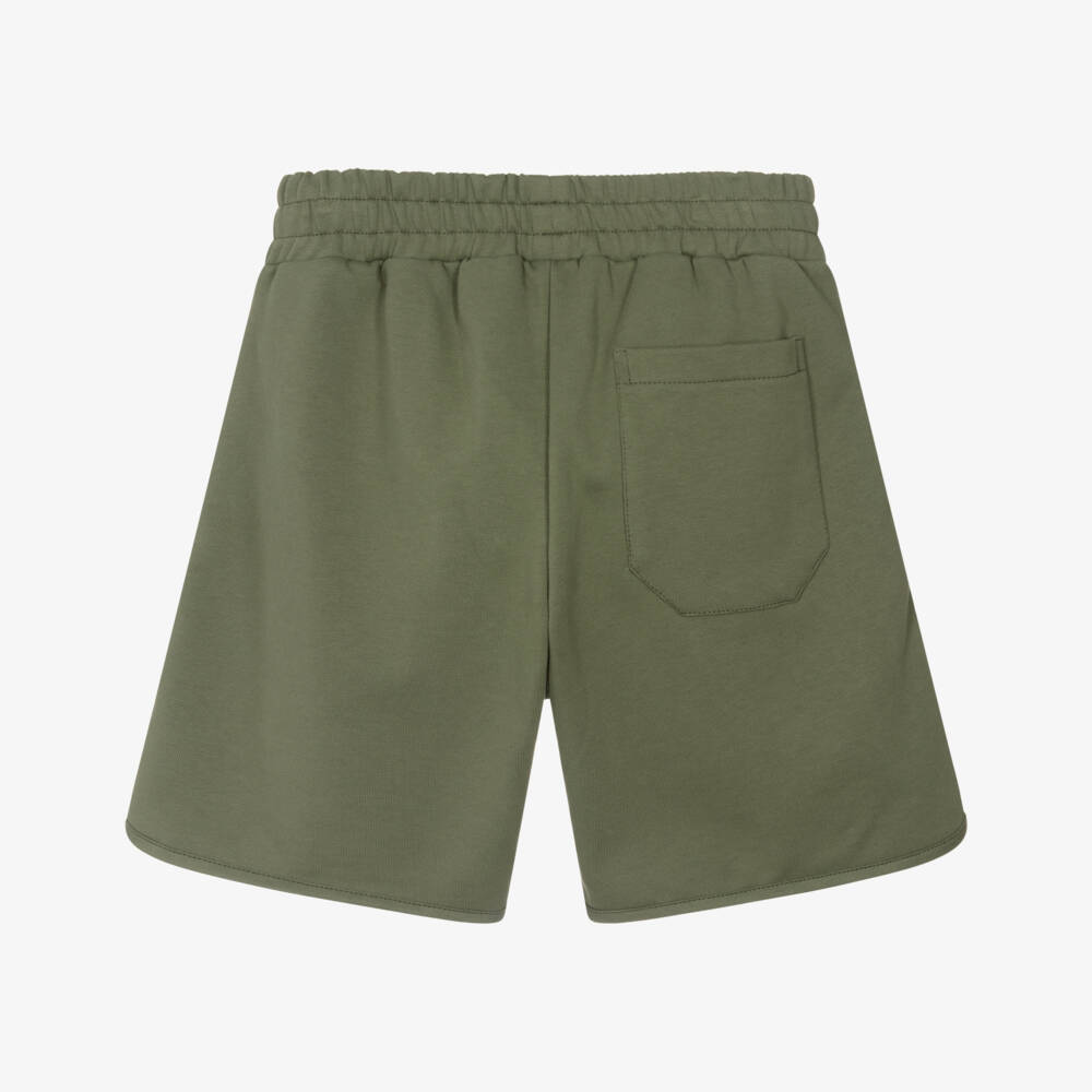 Givenchy-Boys Moss Green Cotton Jersey Shorts with Givenchy Stamp | Childrensalon