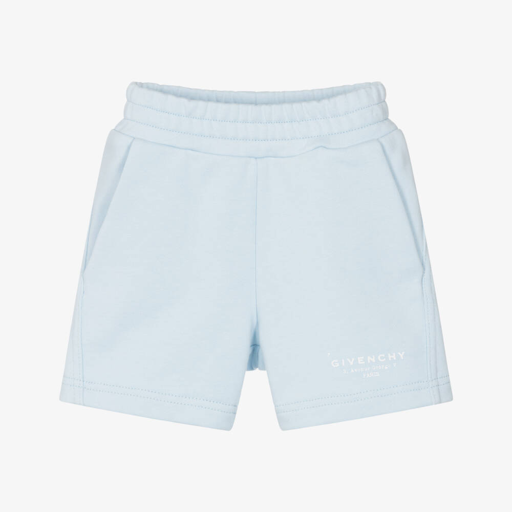Givenchy-Boys Pale Blue Cotton Givenchy Stamp Logo Shorts | Childrensalon