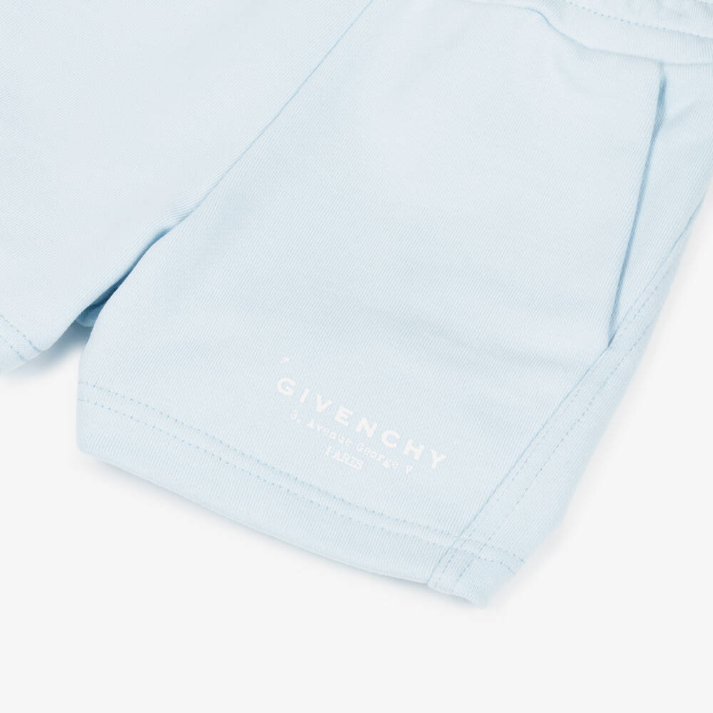 Givenchy-Boys Pale Blue Cotton Givenchy Stamp Logo Shorts | Childrensalon