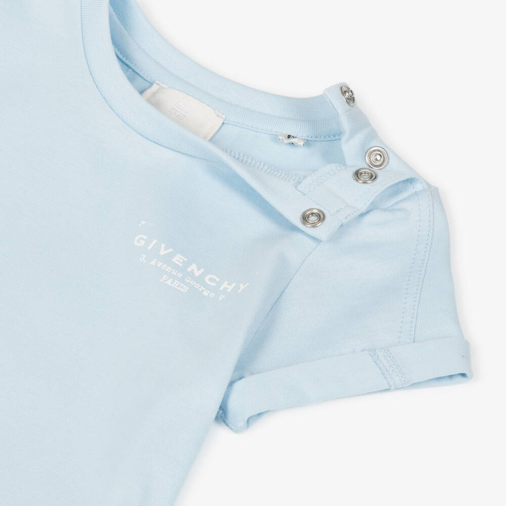 Givenchy-تيشيرت بشعار جيفنشي قطن لون أزرق فاتح للأولاد | Childrensalon