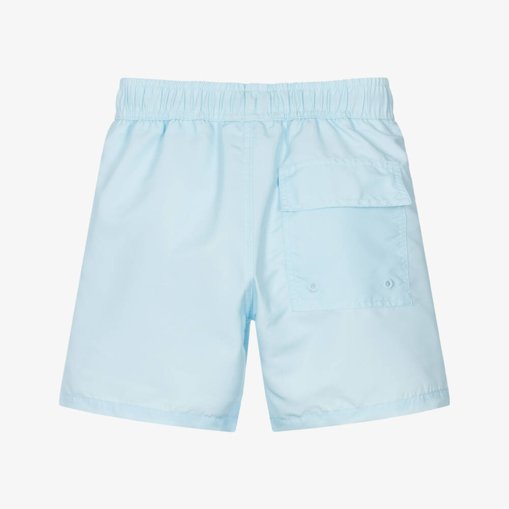 Givenchy-Boys Pale Blue Stamp Effect Logo Swim Shorts | Childrensalon