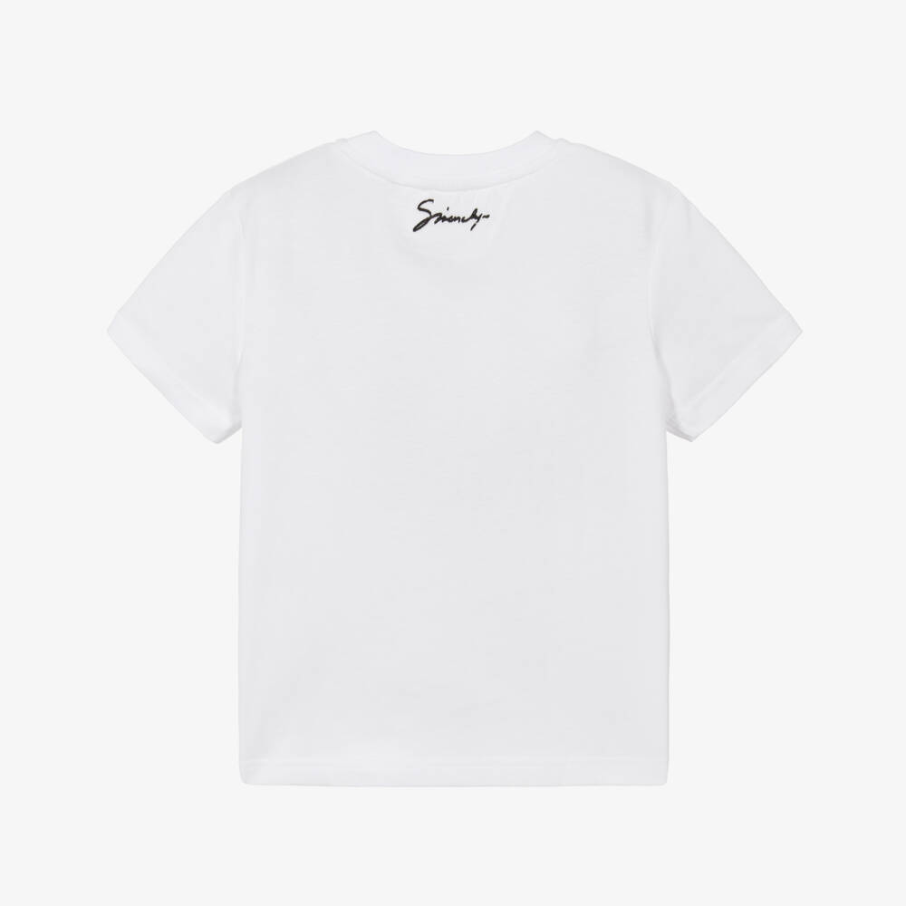 Givenchy-Boys White Cotton Varsity Logo T-Shirt | Childrensalon