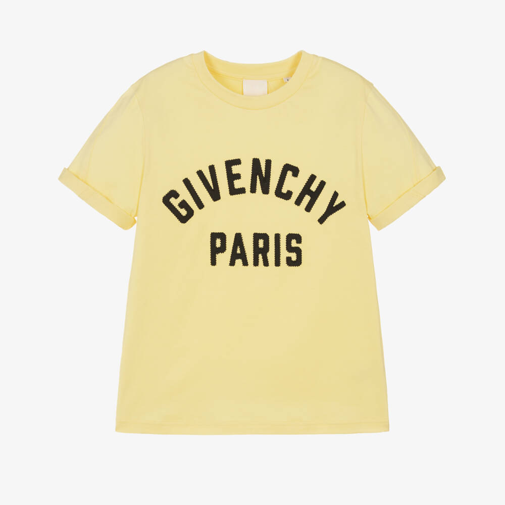 Givenchy-تيشيرت قطن بشعار لون أصفر للأولاد | Childrensalon