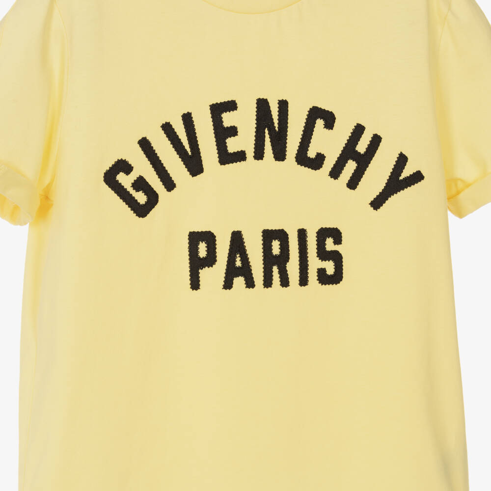 Givenchy-تيشيرت قطن بشعار لون أصفر للأولاد | Childrensalon
