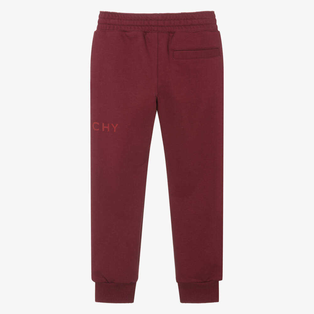 Givenchy-Burgundy Red Cotton Joggers | Childrensalon