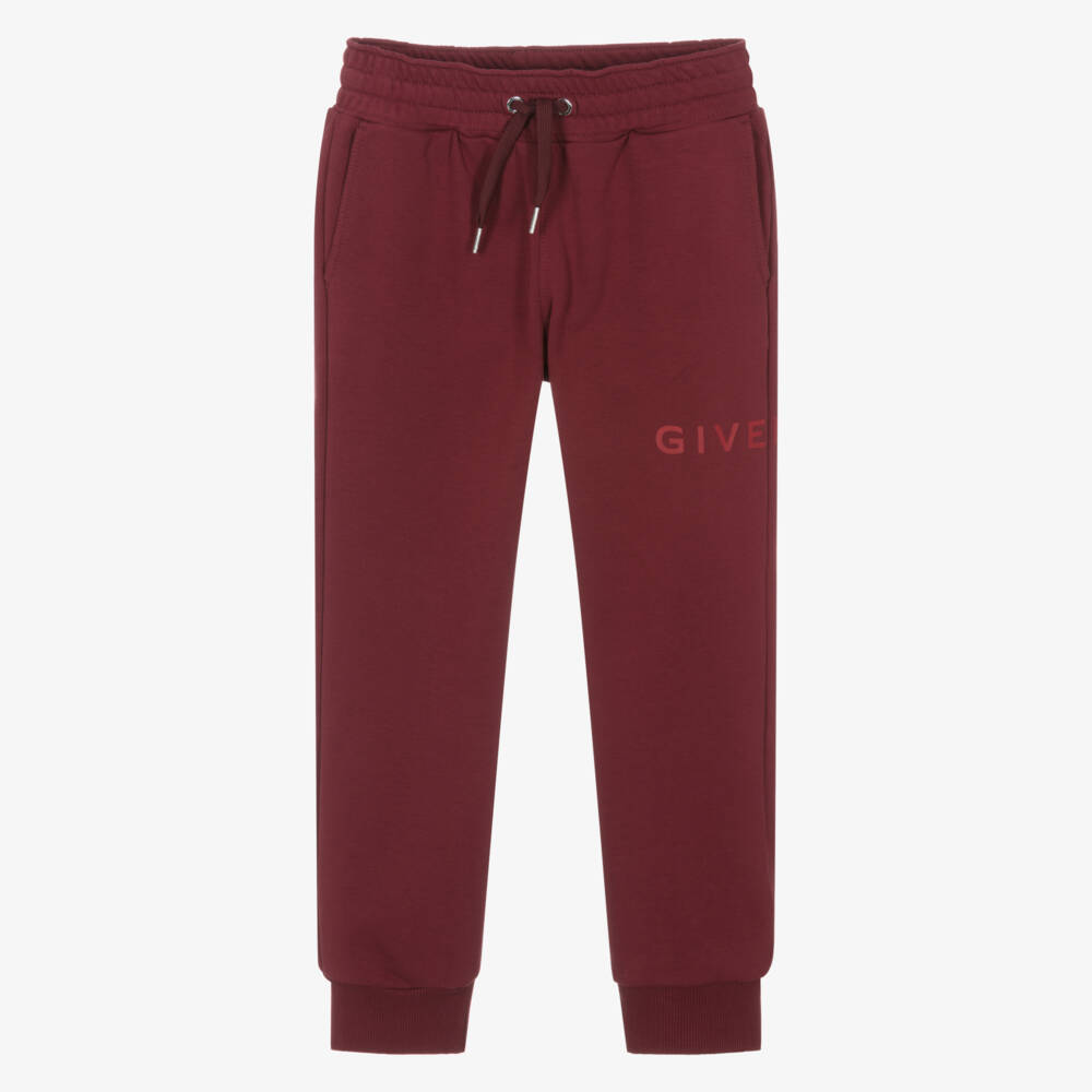 Givenchy-Burgundy Red Cotton Joggers | Childrensalon