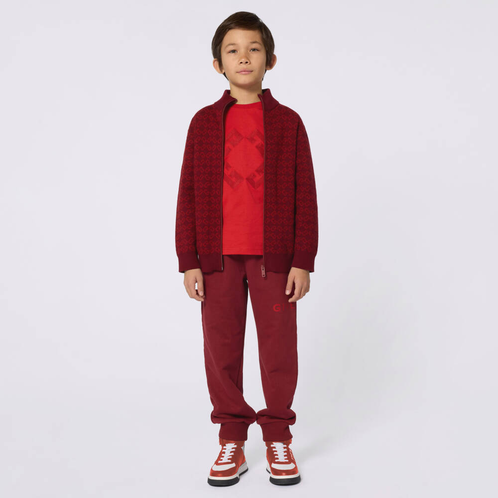 Givenchy-Burgundy Red Cotton Joggers | Childrensalon