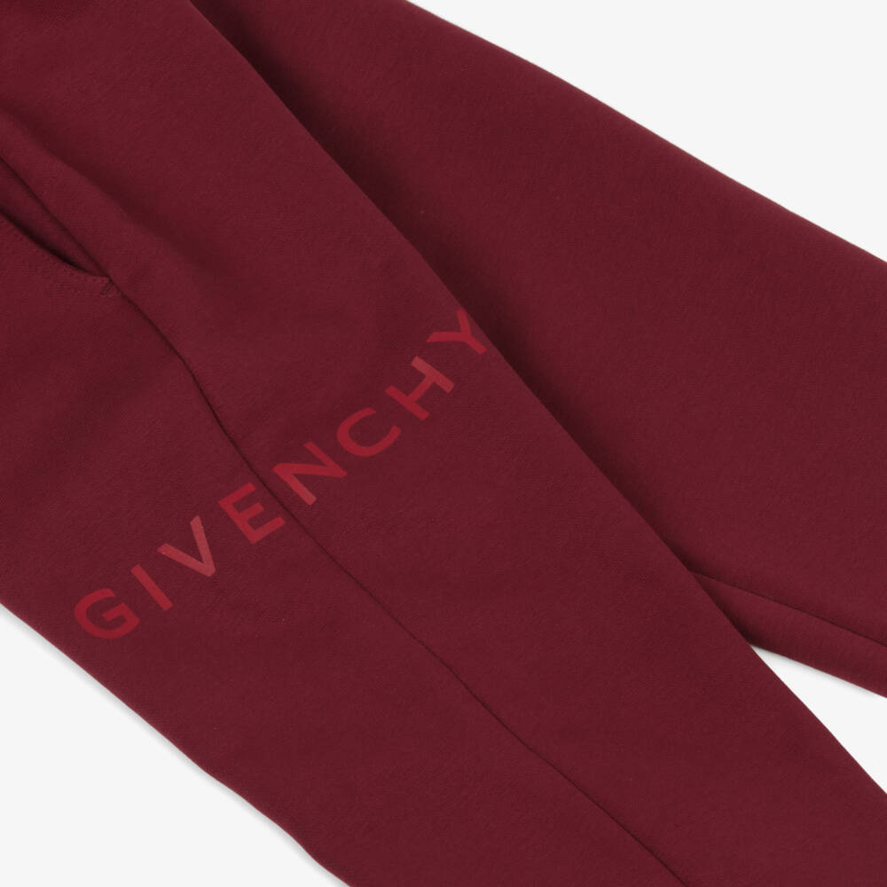 Givenchy-Burgundy Red Cotton Joggers | Childrensalon