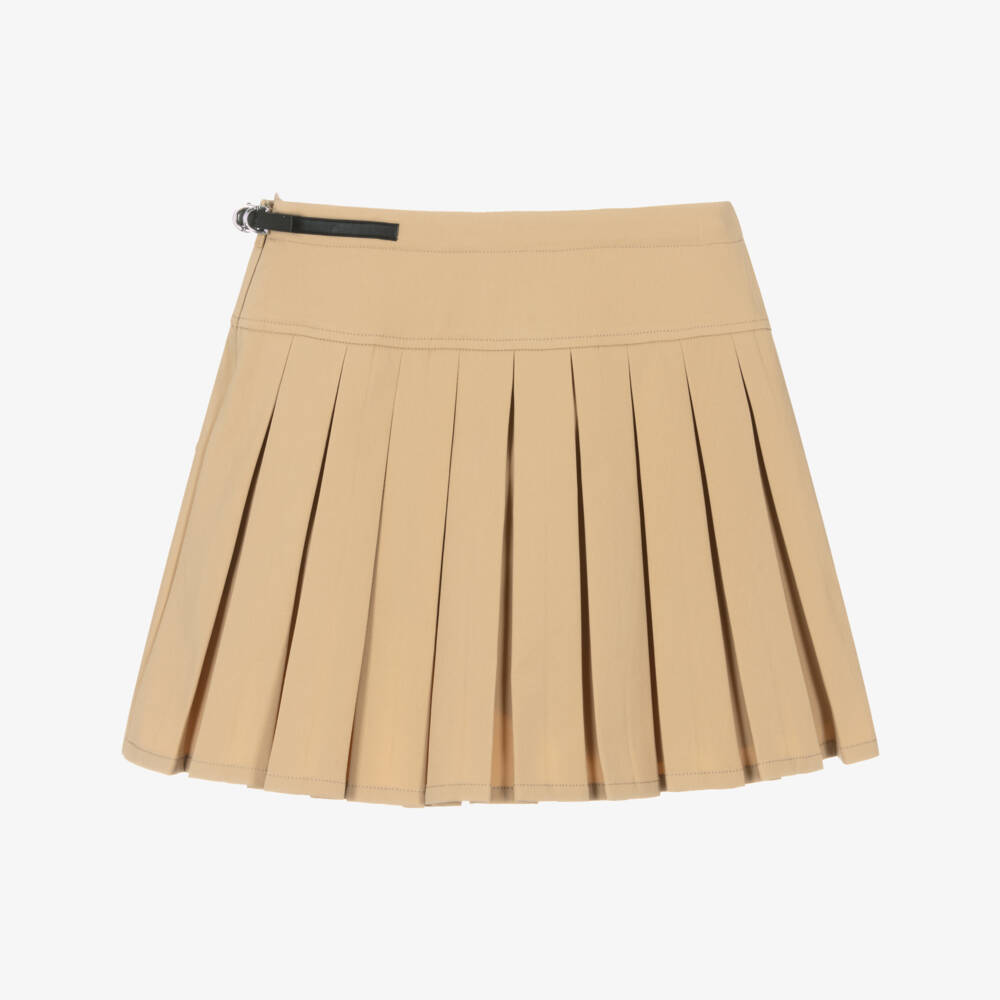 Givenchy-Girls Beige Pleated Twill Skirt | Childrensalon