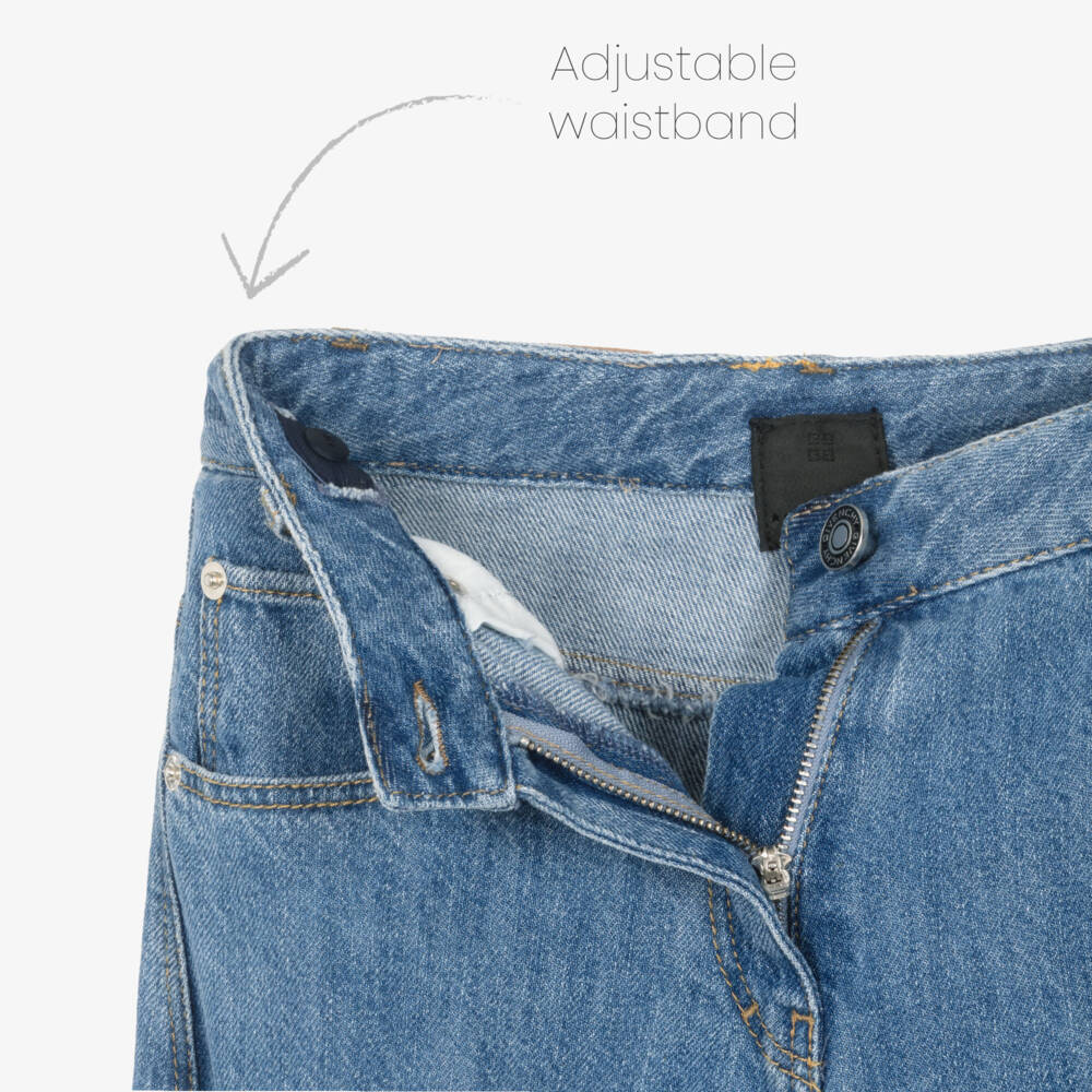 Givenchy-Girls Blue Denim Barrel Leg Jeans | Childrensalon