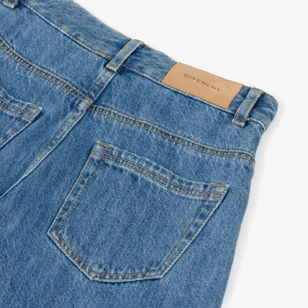 Givenchy-Girls Blue Denim Barrel Leg Jeans | Childrensalon