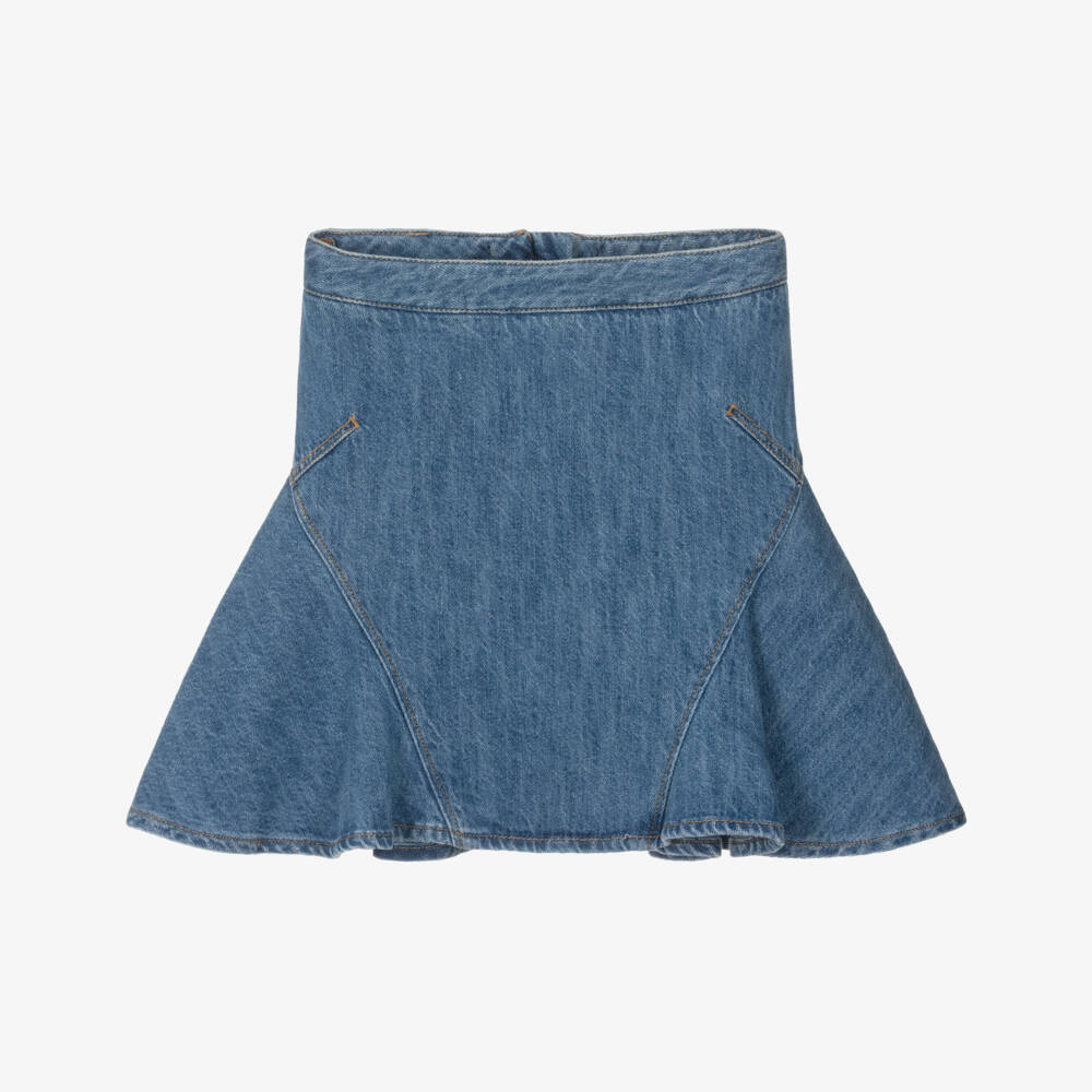 Givenchy-تنورة دنيم بقصة واسعة لون أزرق للبنات | Childrensalon