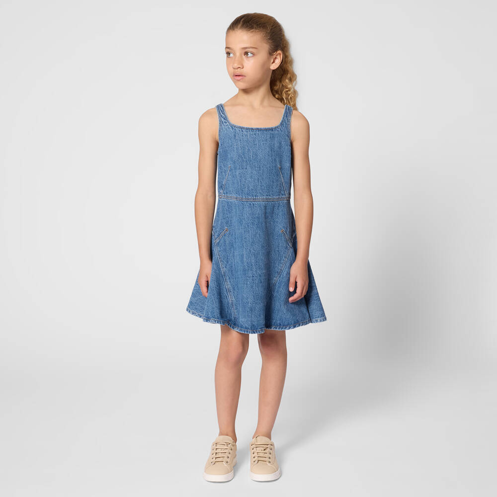 Givenchy-Girls Blue Fit & Flare Denim Dress | Childrensalon