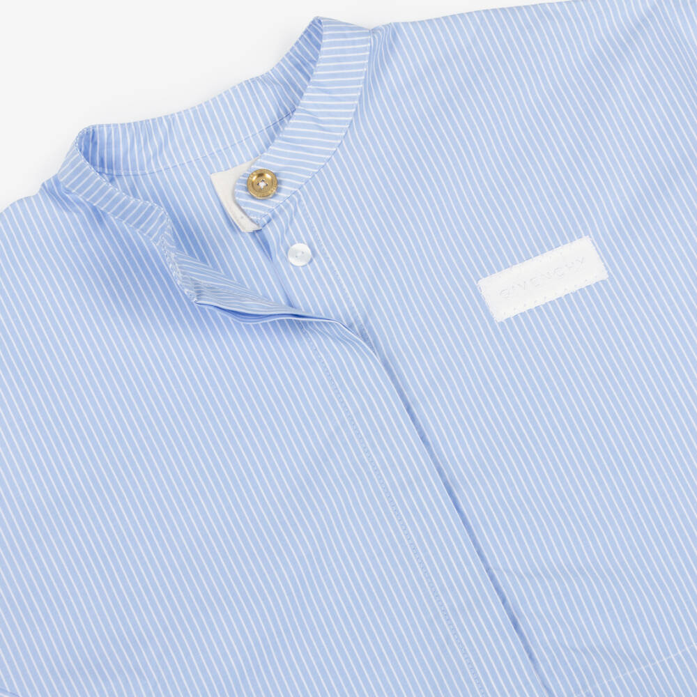 Givenchy-Girls Blue Stripe Cotton Poplin Shorts Set | Childrensalon