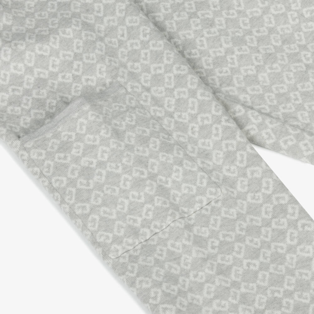 Givenchy-Girls Grey Cotton & Cashmere Jacquard Knit Trousers | Childrensalon