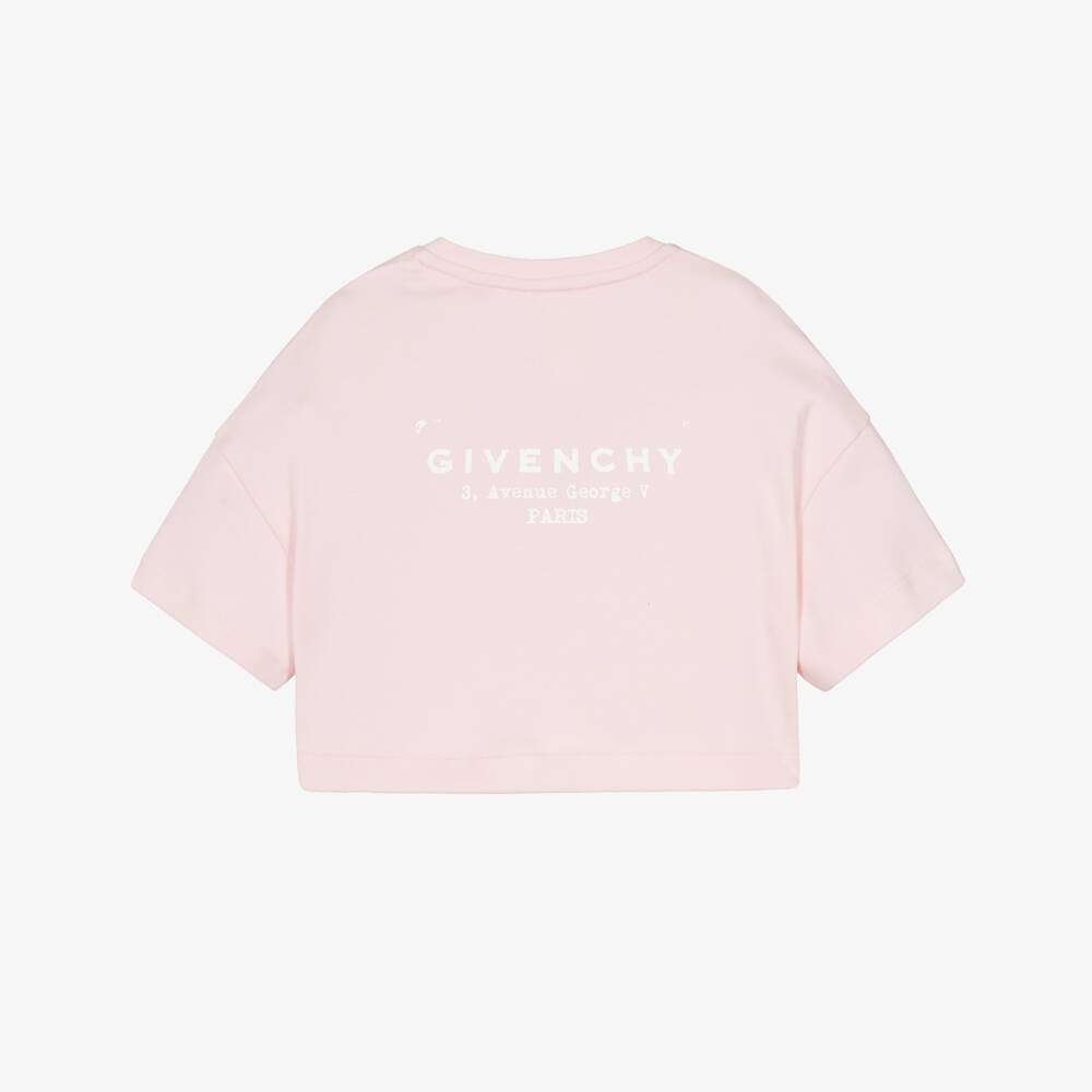 Givenchy-Футболка розовая хлопковая свободного кроя с логотипом для девочек | Childrensalon