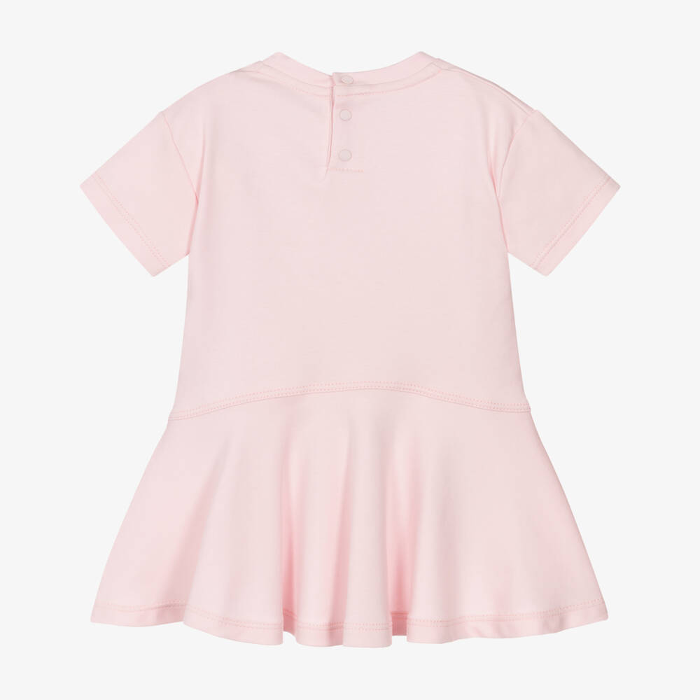 Givenchy-Платье розовое из хлопкового трикотажа с расклешенным подолом для девочек | Childrensalon