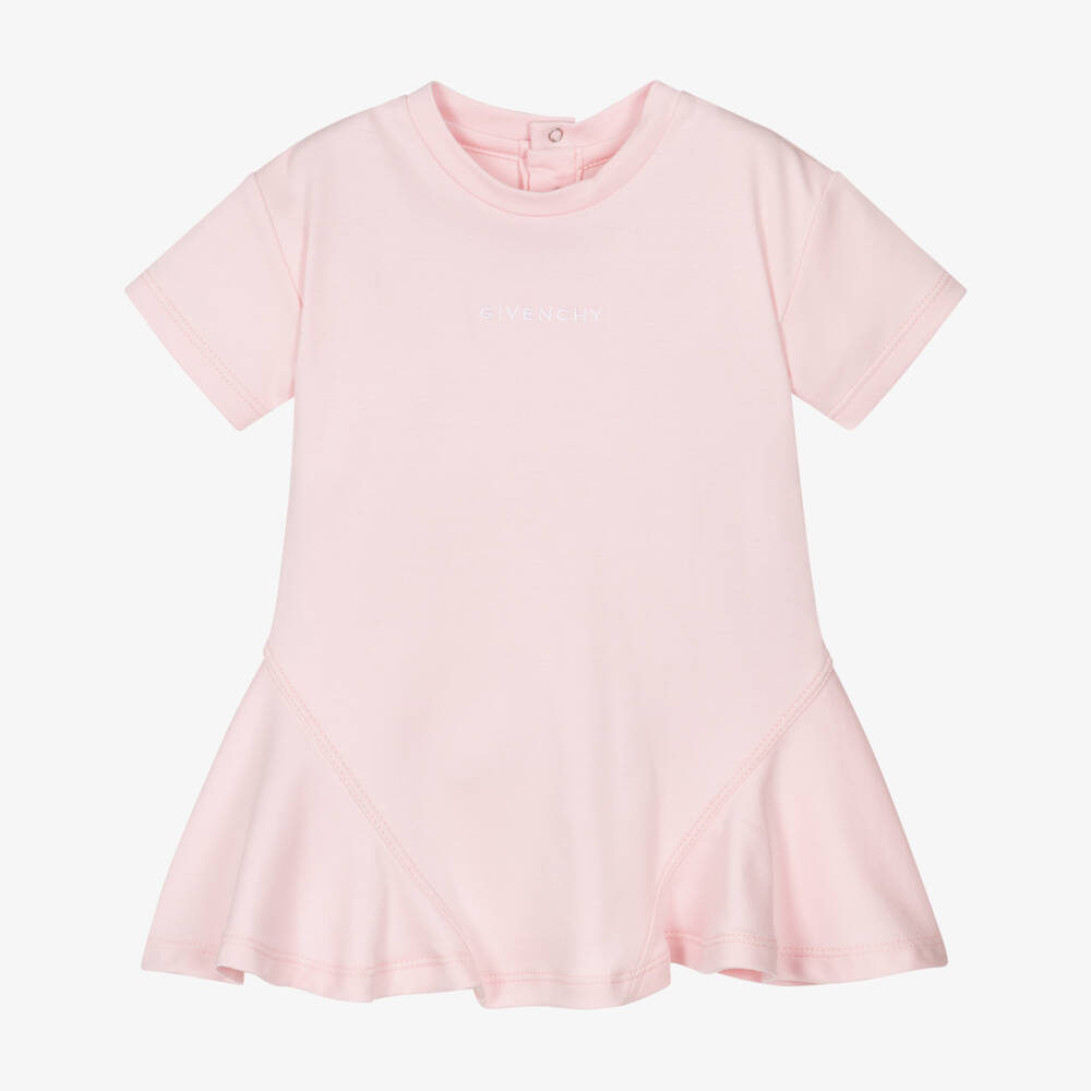 Givenchy-Girls Pink Cotton Jersey Dress with Flared Hem | Childrensalon