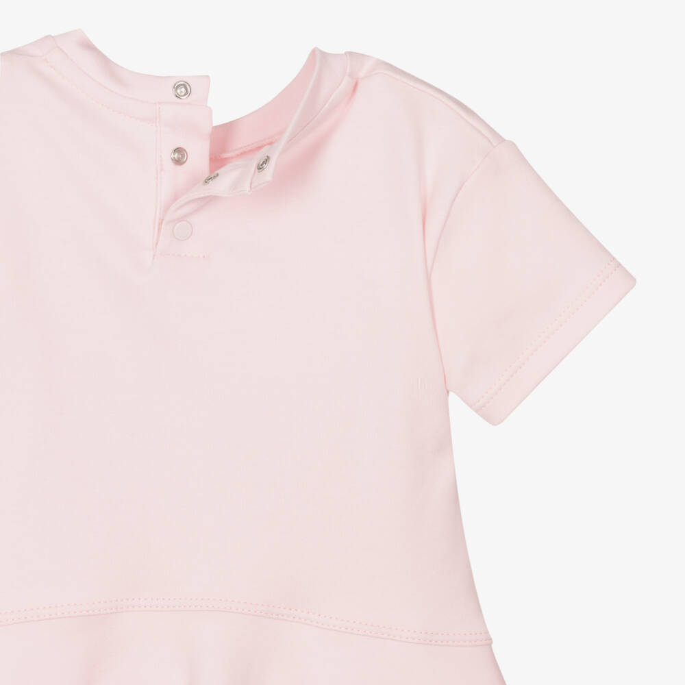 Givenchy-Платье розовое из хлопкового трикотажа с расклешенным подолом для девочек | Childrensalon