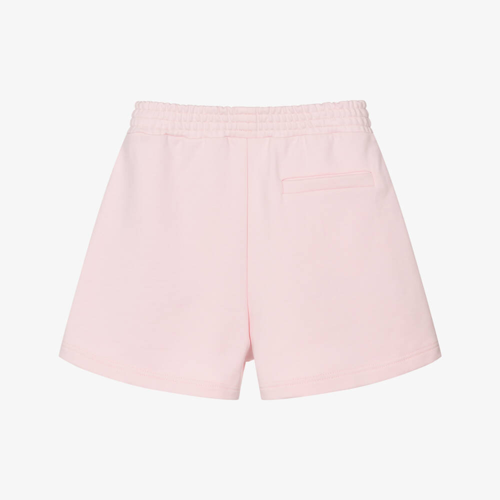 Givenchy-Girls Pink Cotton Jersey Embroidered Logo Shorts | Childrensalon