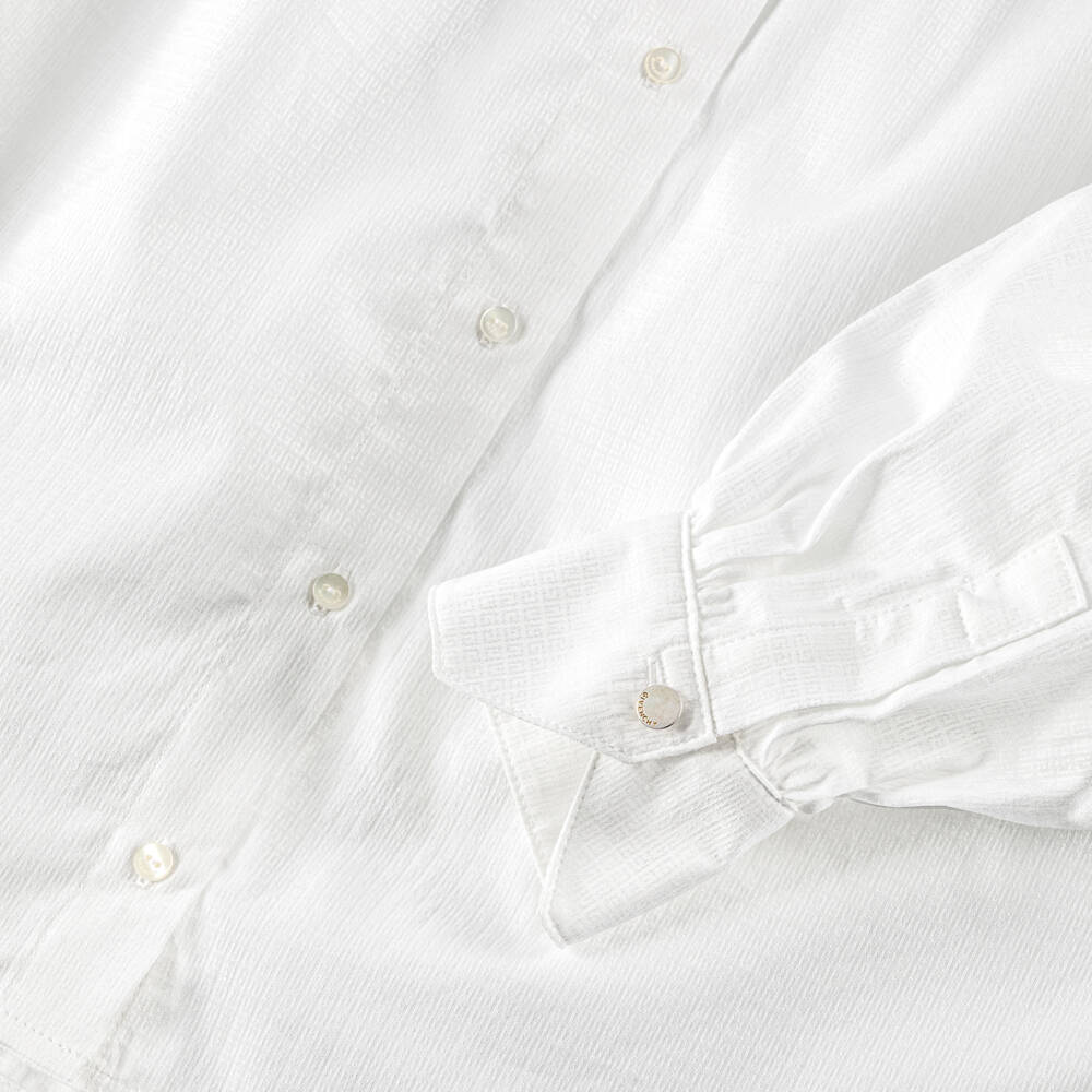Givenchy-Girls White 4G Jacquard Cotton Shirt | Childrensalon