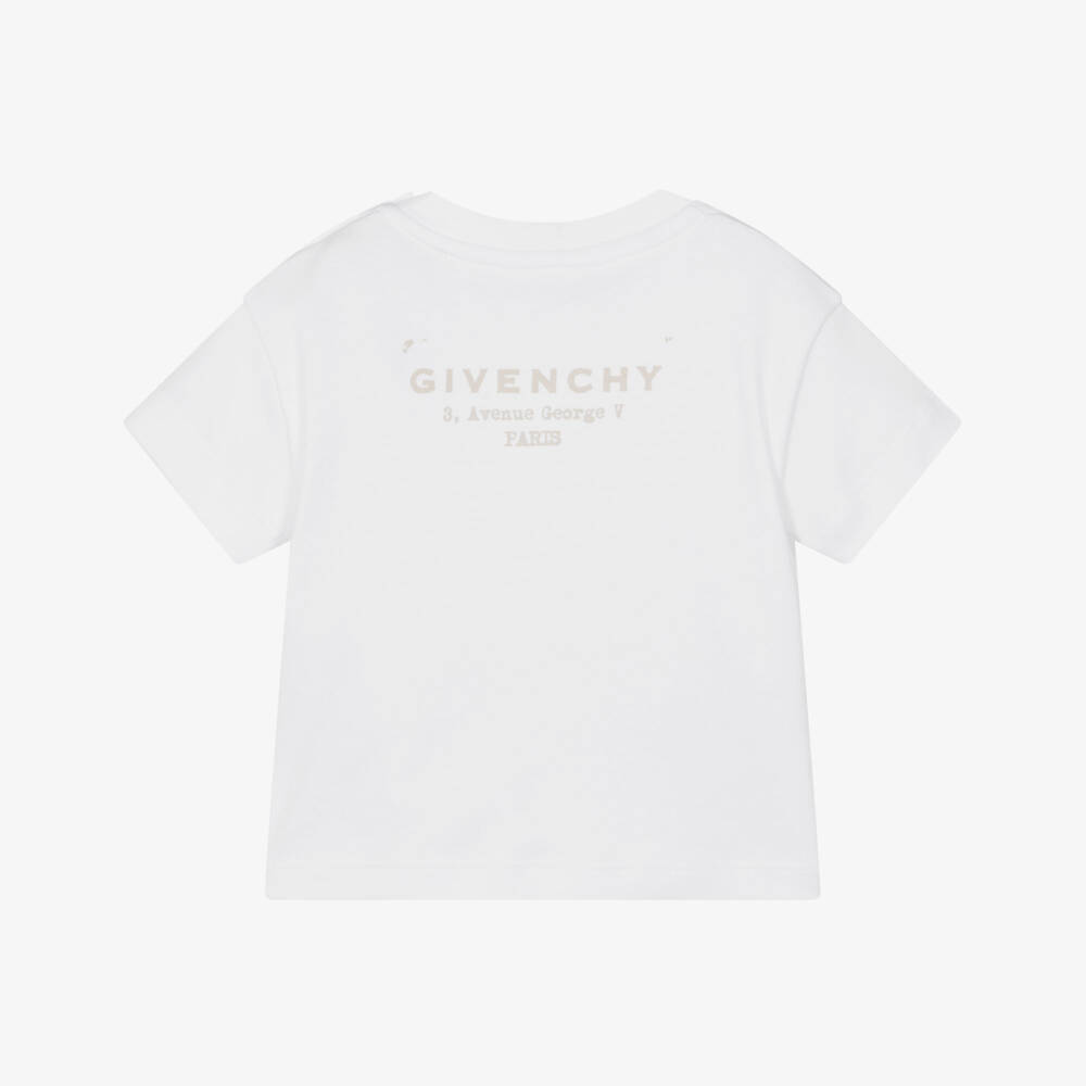 Givenchy-Футболка белая хлопковая с логотипом Givenchy для девочек | Childrensalon