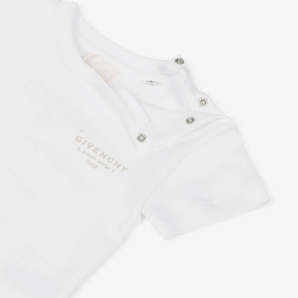 Givenchy-Футболка белая хлопковая с логотипом Givenchy для девочек | Childrensalon