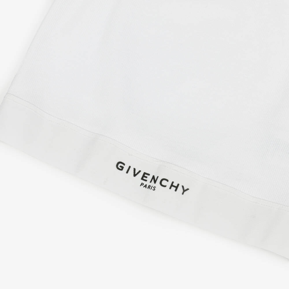 Givenchy-Girls White Ribbed Cotton Jersey Crop Top | Childrensalon