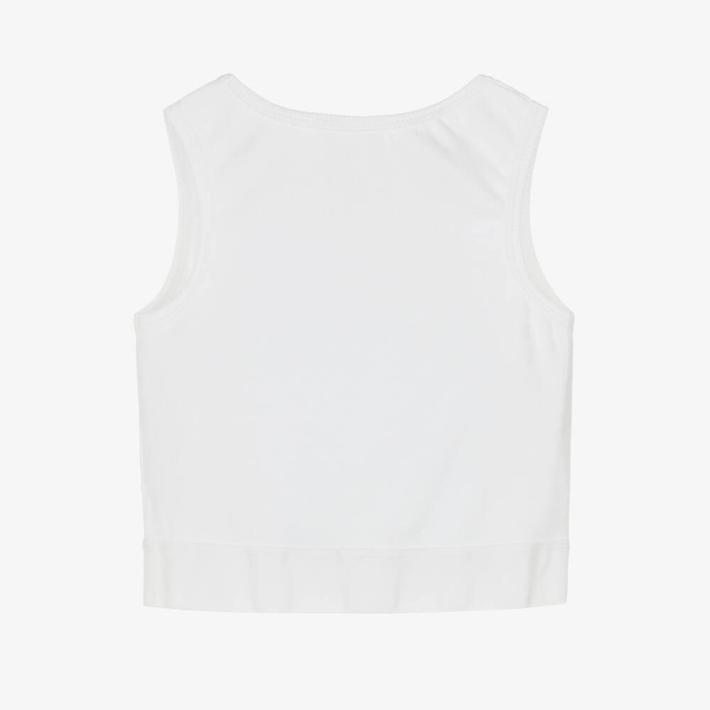 Givenchy-Girls White Ribbed Cotton Jersey Crop Top | Childrensalon