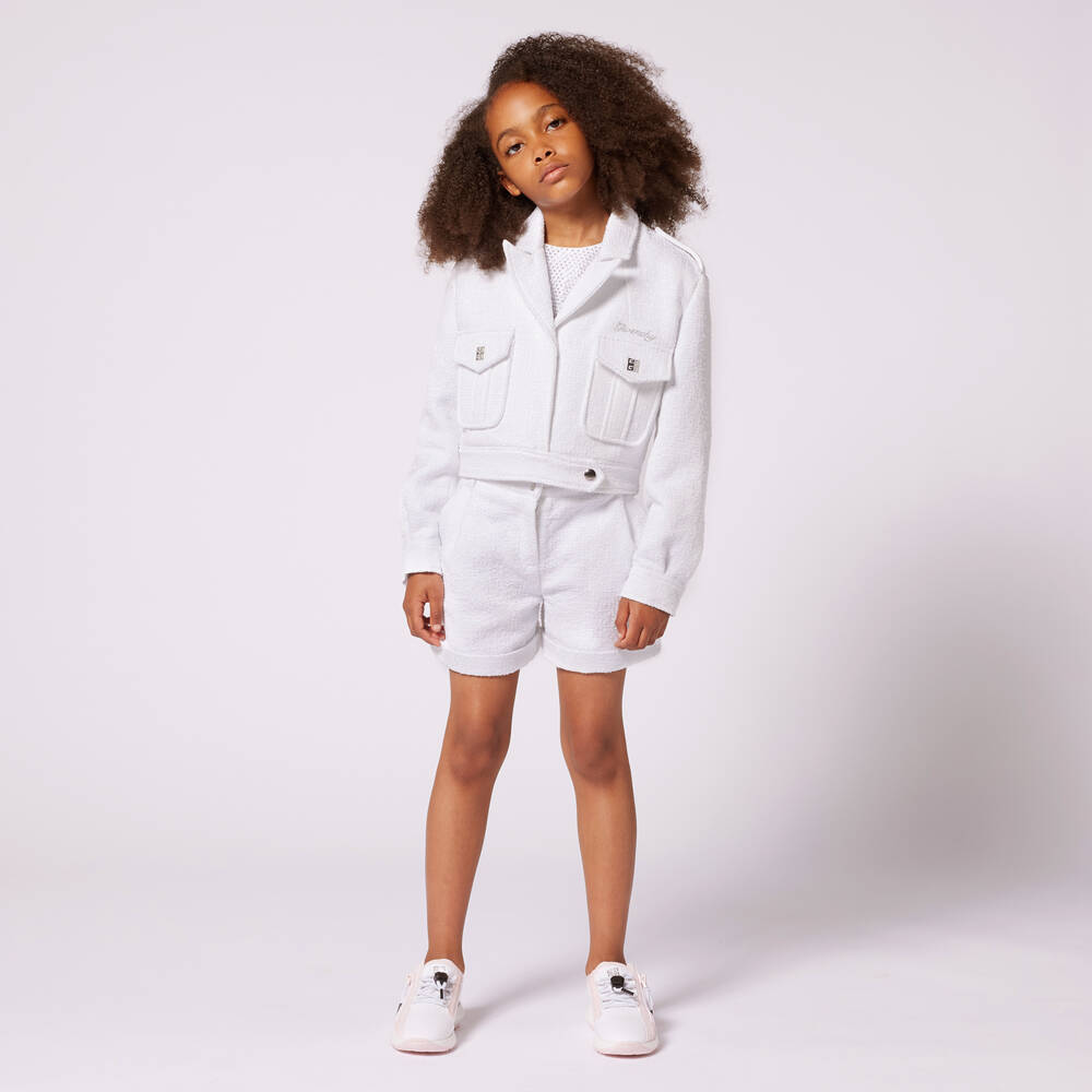 Givenchy-Girls White Tweed Jacket | Childrensalon