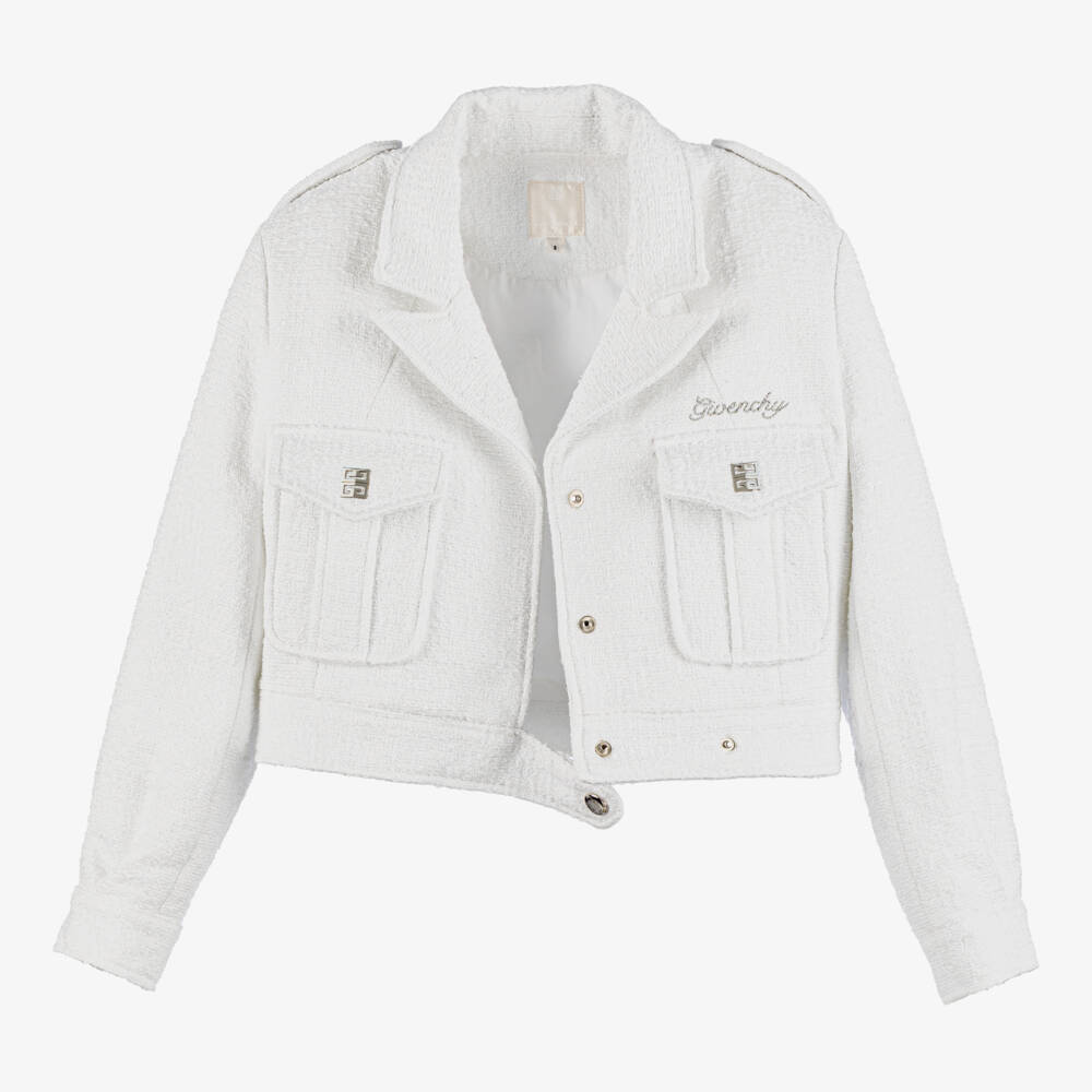 Givenchy-Girls White Tweed Jacket | Childrensalon