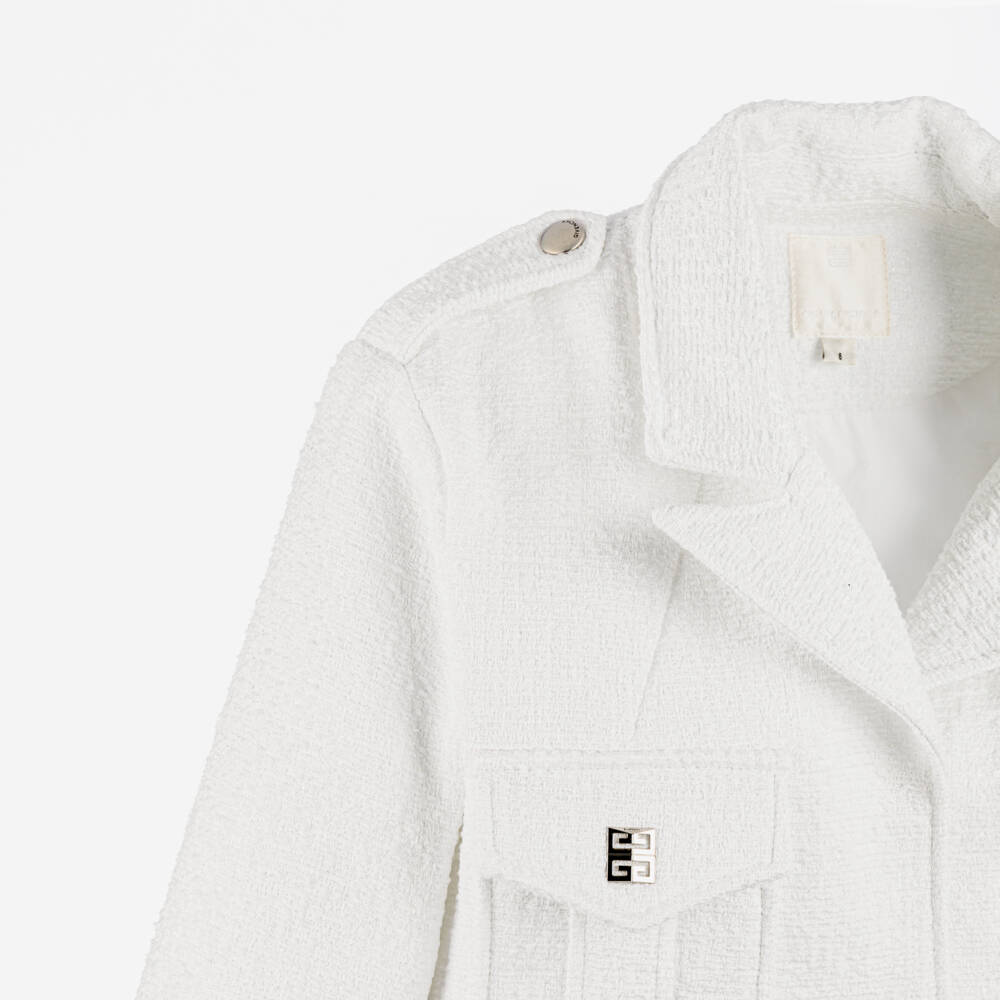 Givenchy-Girls White Tweed Jacket | Childrensalon