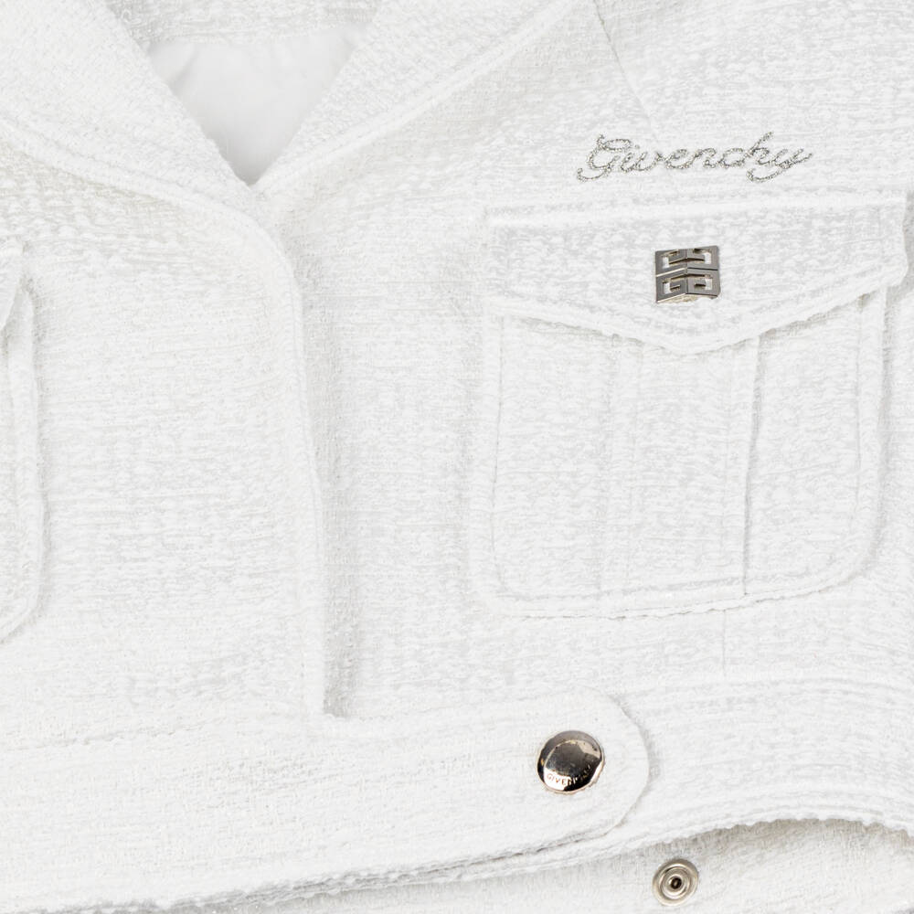 Givenchy-Girls White Tweed Jacket | Childrensalon