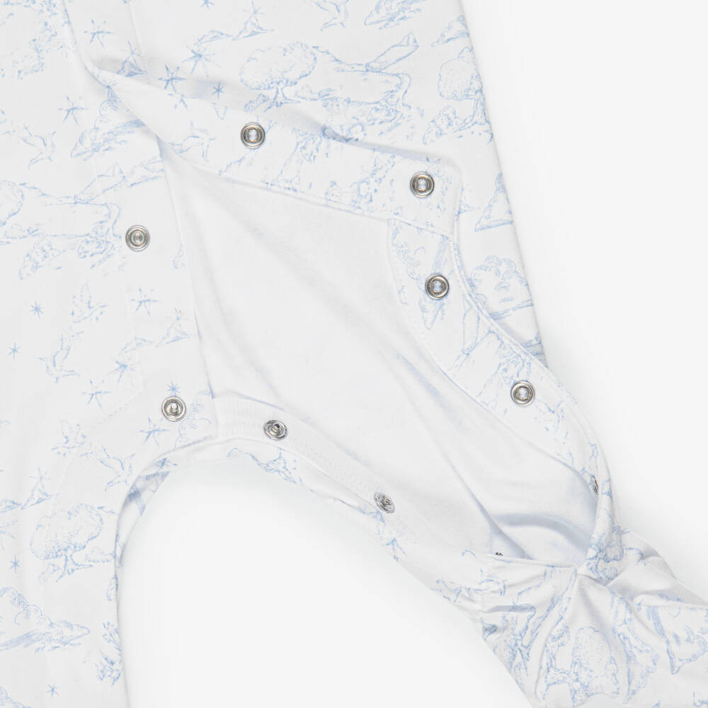 Givenchy-طقم بيبي سوت قطن لون أبيض وأزرق للرضع | Childrensalon