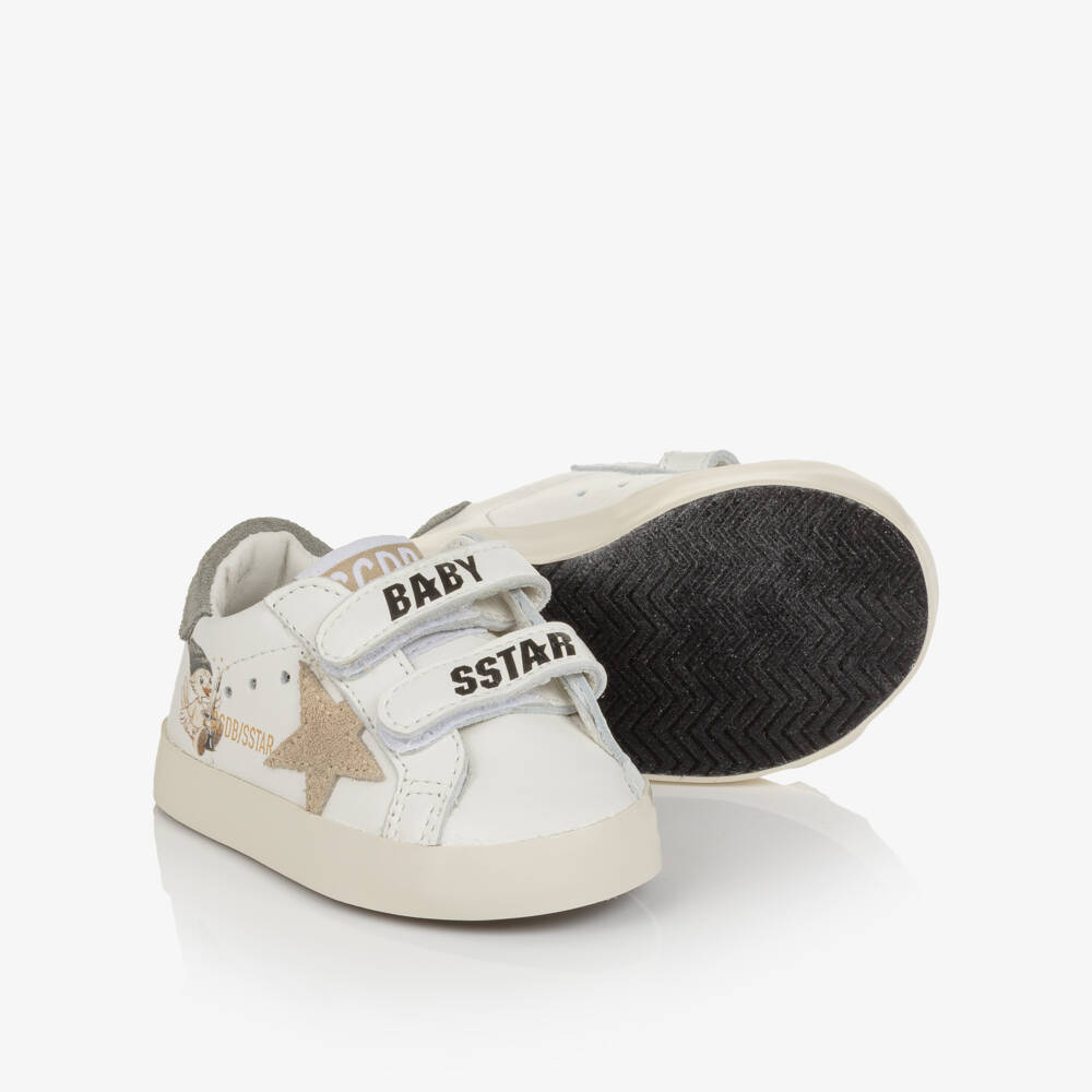 Golden Goose-Baby Boys White Leather Trainers with Suede Trims | Childrensalon