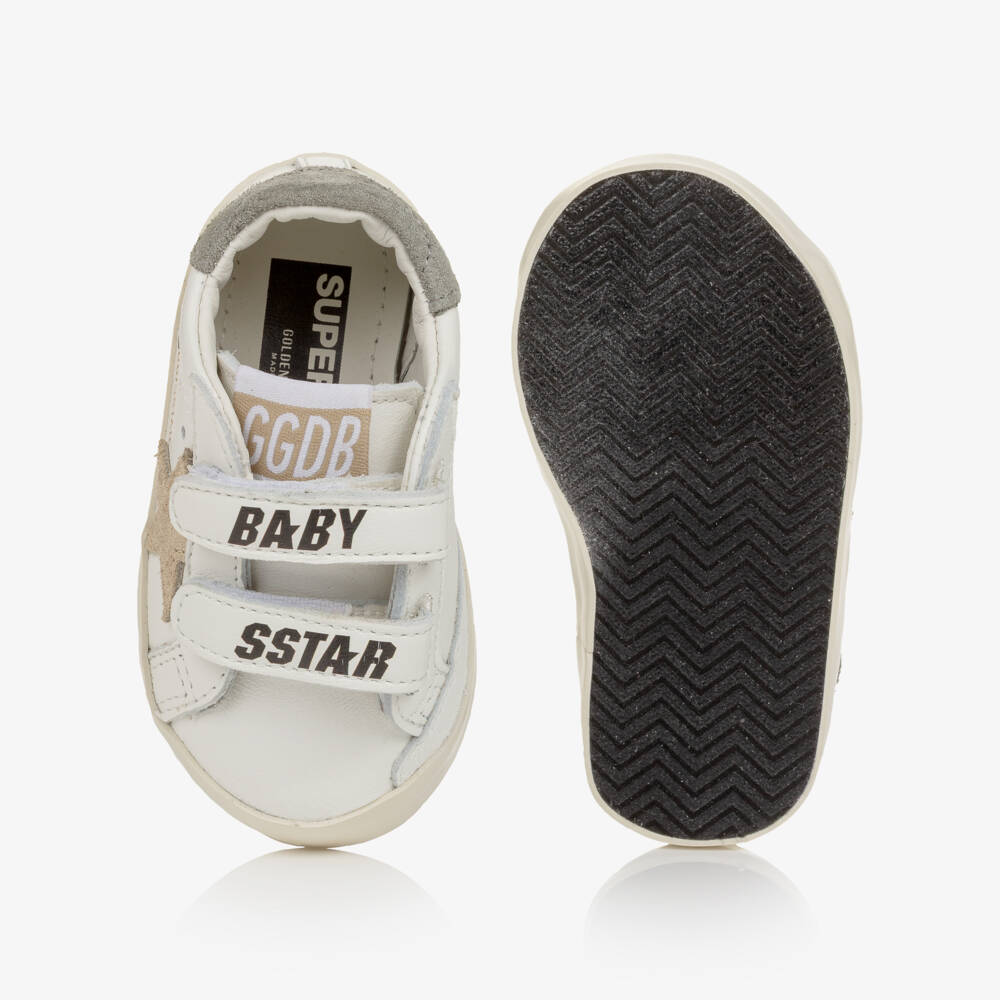 Golden Goose-Baby Boys White Leather Trainers with Suede Trims | Childrensalon