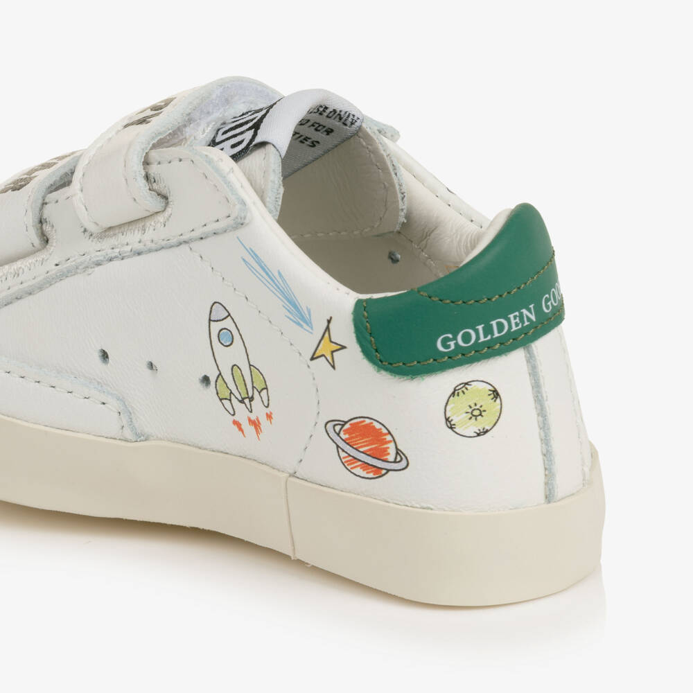 Golden Goose-Baby Old School Trainers in White Leather | Childrensalon