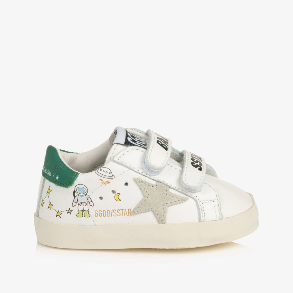 Golden Goose-Baby Old School Trainers in White Leather | Childrensalon