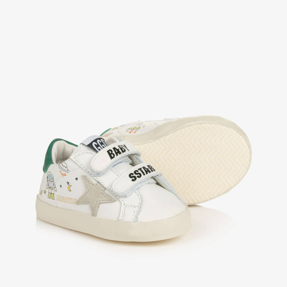 Golden Goose-Baby Old School Trainers in White Leather | Childrensalon