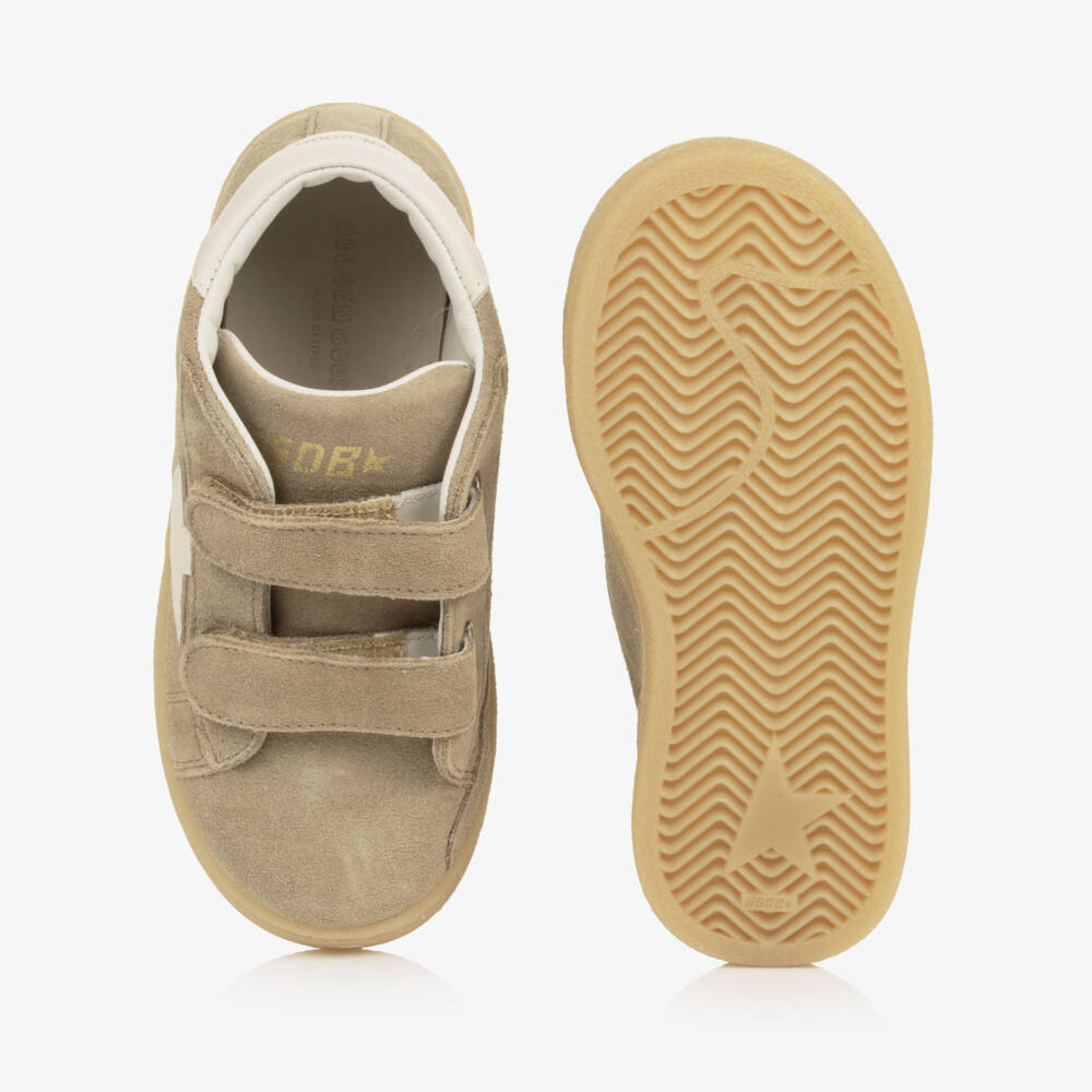 Golden Goose-Beige June Ballstar Trainers in Suede Leather | Childrensalon