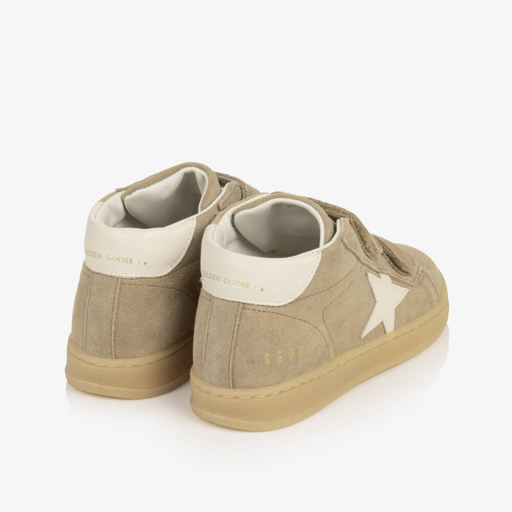 Golden Goose-Beige June Ballstar Trainers in Suede Leather | Childrensalon