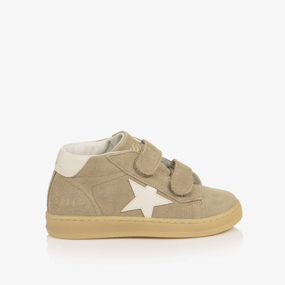 Golden Goose-Beige June Ballstar Trainers in Suede Leather | Childrensalon