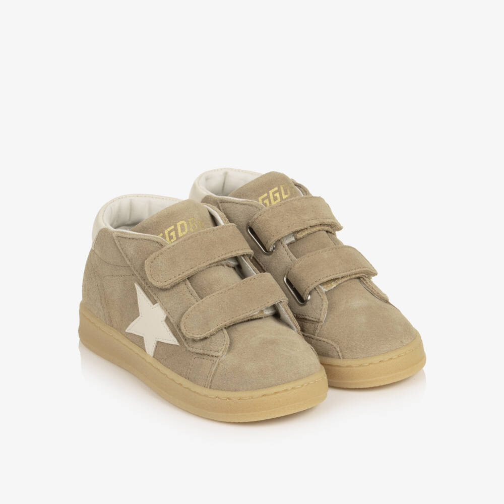Golden Goose-Beige June Ballstar Trainers in Suede Leather | Childrensalon