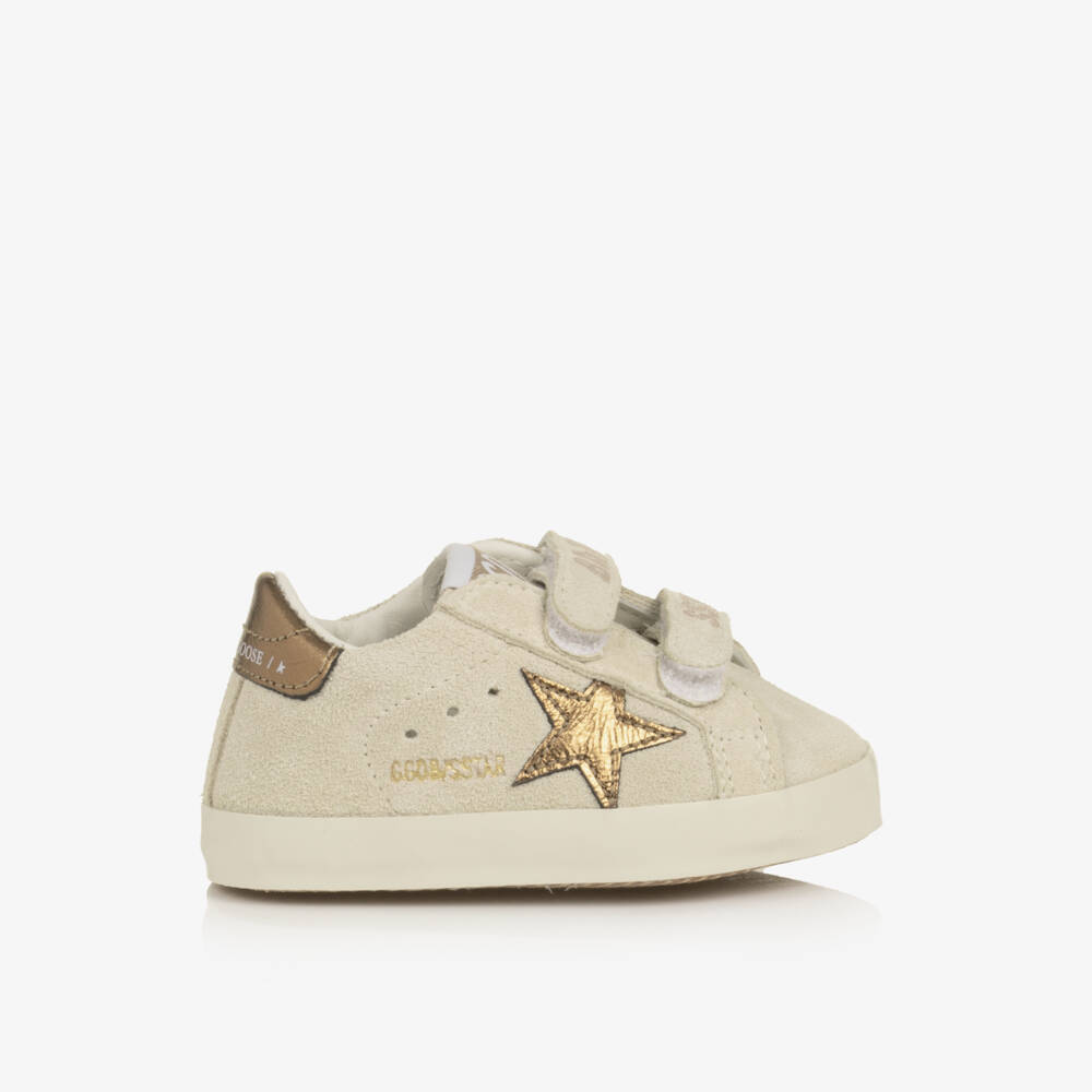 Golden Goose-Beige Suede Leather Baby Pre-Walker Trainers | Childrensalon